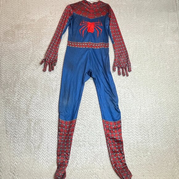 Spider-man Bodysuit Footie Costume Only Kids Size 7 - Halloween - Picture 3 of 8